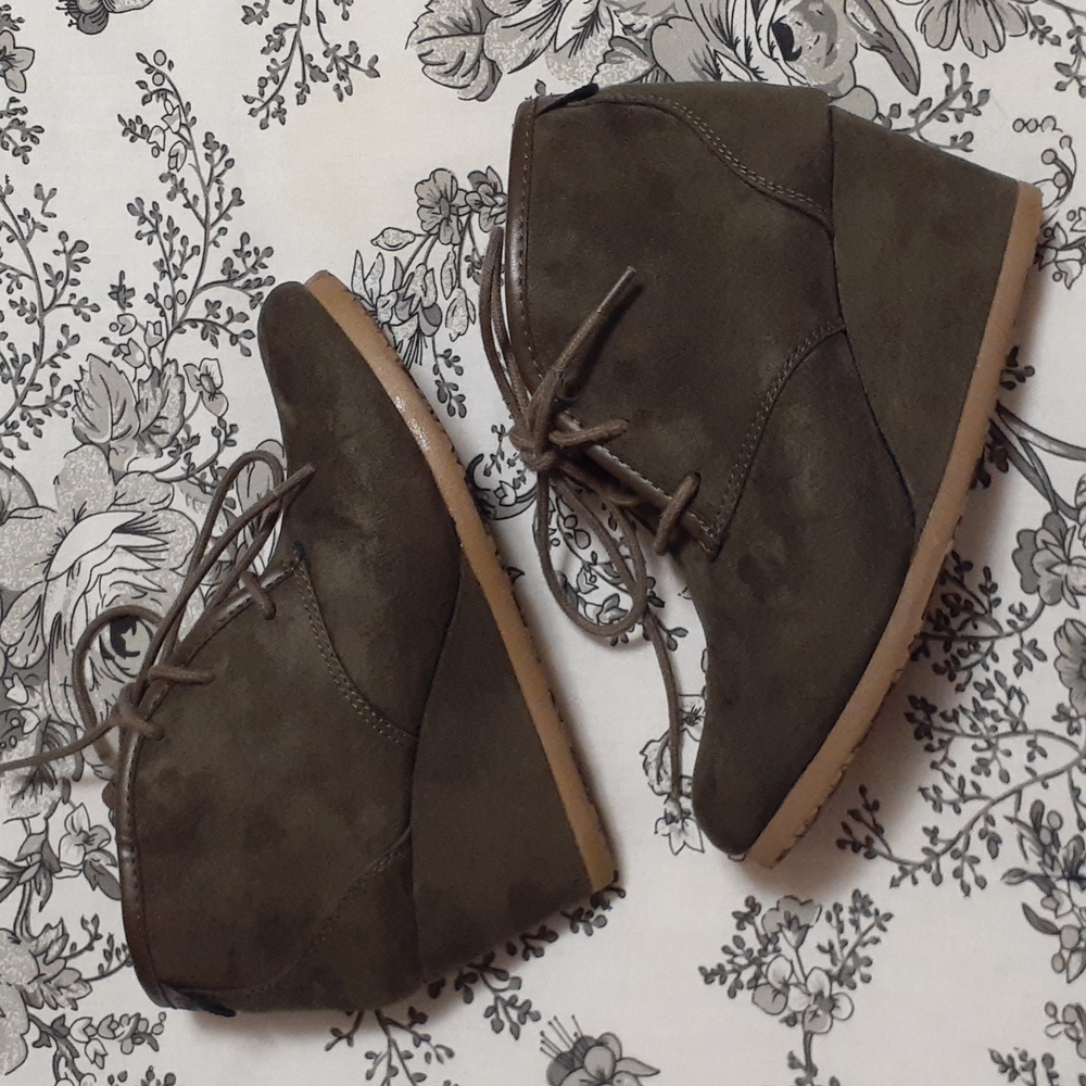 MADPAW Faux Suede Wedge Booties